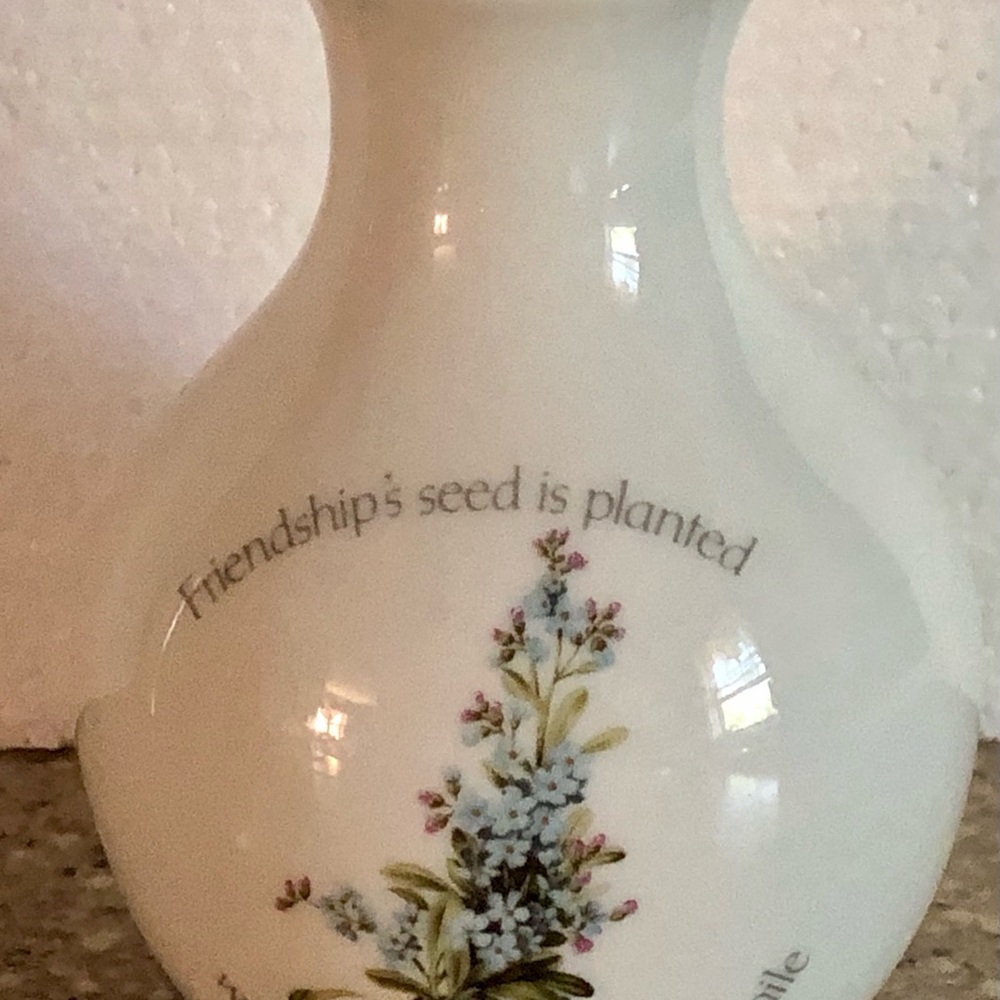 Genuine Porcelain Japan Floral Sentiments “FRIENDSHIP” 1978 Vase
